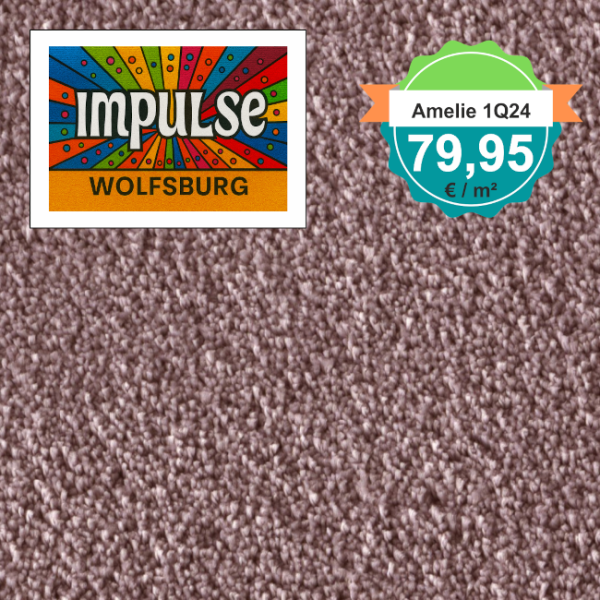 Vorwerk Amelie 1Q24 fraise – Velours Teppichboden 4 m – mit Preisangabe auf dem Bild